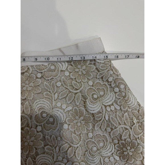 Club Monaco Floral A-line Mini Skirt Ivory and Gold Lace Size 6 - Picture 7 of 7